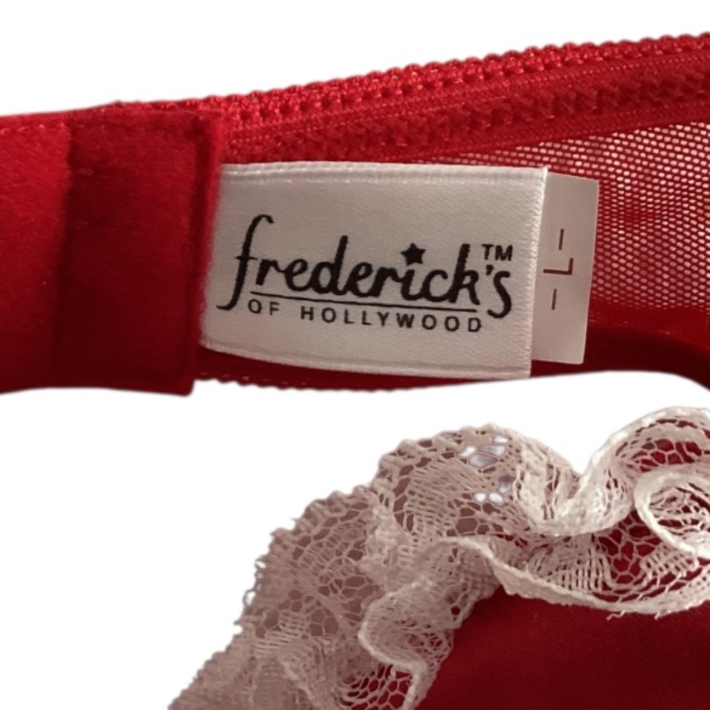 Vintage Frederick’s of Hollywood French Maid Red Satin White Lace Valentine’s - Picture 4 of 8